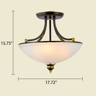 Vintage Luxury Glass Bowl Design 4-Light Semi-Flush Mount Ceiling Light