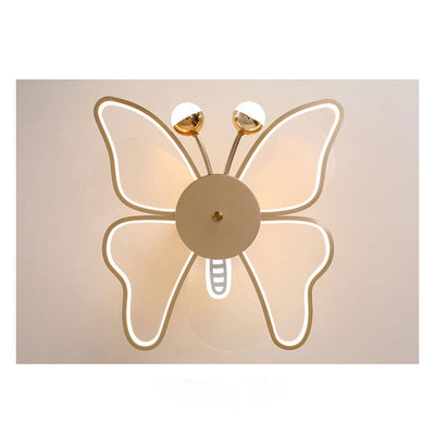 Nordic Creative Butterfly Shape LED Semi-Flush Mount Ceiling Fan Light