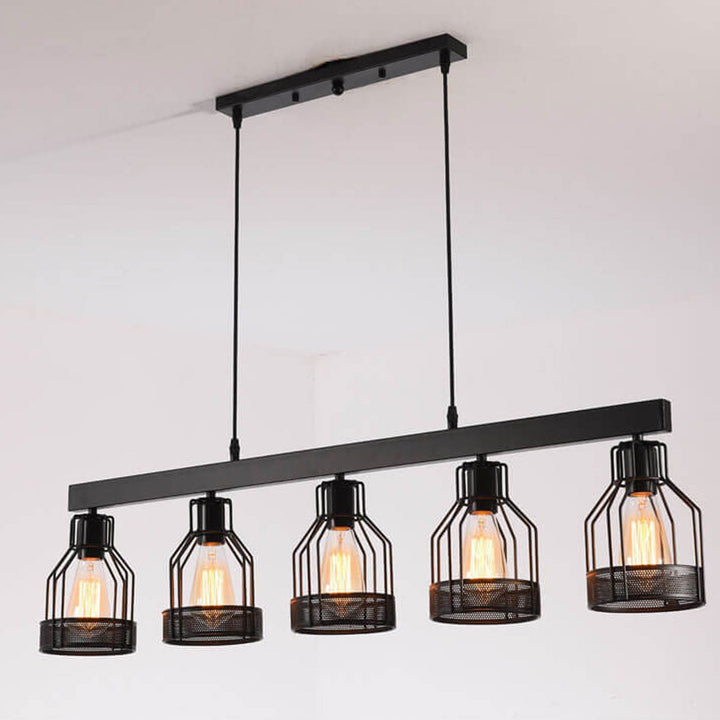 Industrielle Vintage Lang Bar Käfig Insel Licht 6-Licht Kronleuchter 