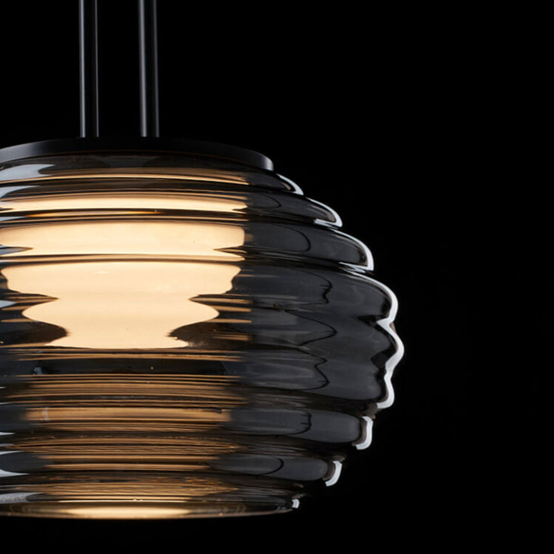 Italienische Minimalistische Wasserwelle Runde Glas Lange Bar Insel Licht 3-Licht Kronleuchter 