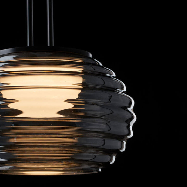 Italienische Minimalistische Wasserwelle Runde Glas Lange Bar Insel Licht 3-Licht Kronleuchter 