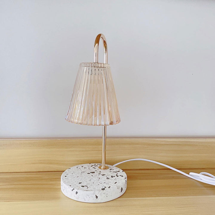 Contemporary Scandinavian Glass Terrazzo Base 1-Light Melting Wax Table Lamp For Bedroom