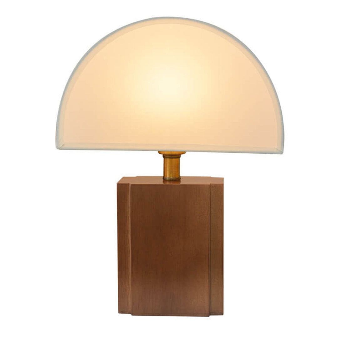 Vintage Halbkreis Stoff Holzsockel 1-Licht Tischlampe 