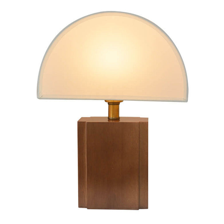 Vintage Halbkreis Stoff Holzsockel 1-Licht Tischlampe 