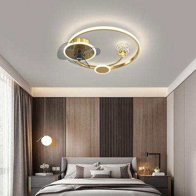 Modern Creative Circle Ball Design LED Flush Mount Ceiling Fan Light