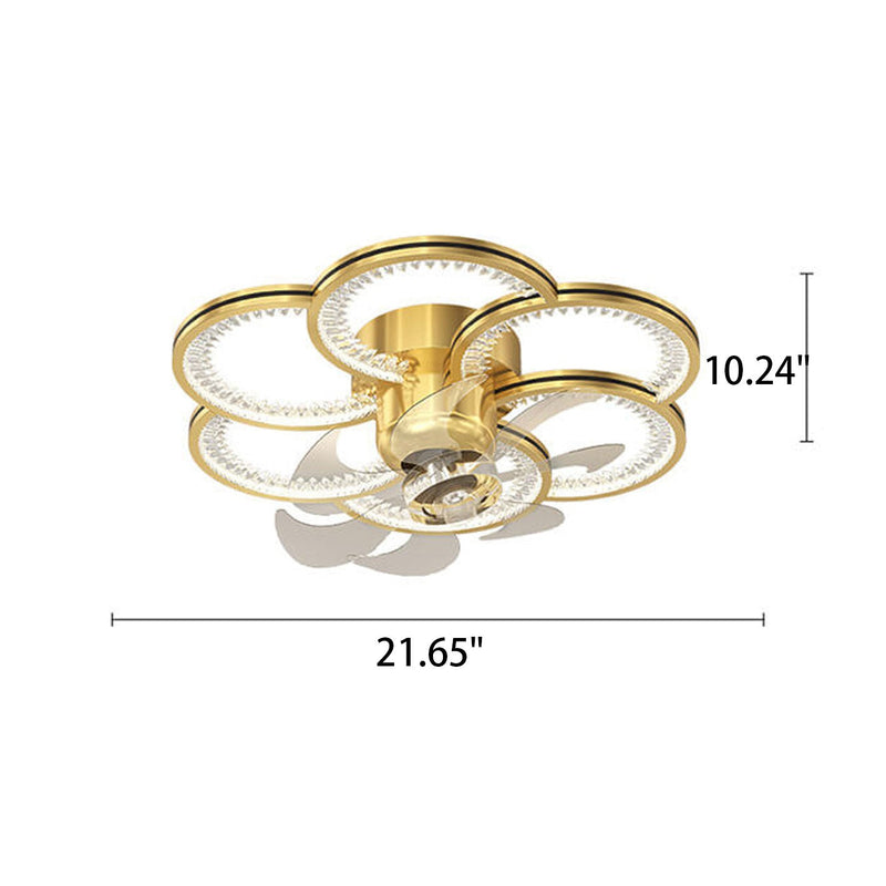 Modern Luxury Flower Petal Design LED Flush Mount Ceiling Fan Light