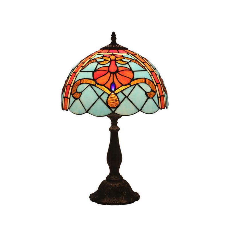 Lampe de table méditerranéenne à 1 lumière en verre Tiffany européen 