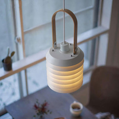 Minimalist Japanese Portable Lantern Design 1-Light Pendant Light