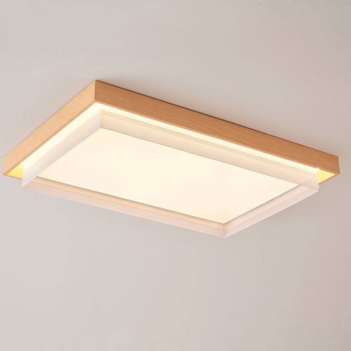 Luz de techo empotrada LED Tatami rectangular/redonda con acabado en grano de madera nórdica 
