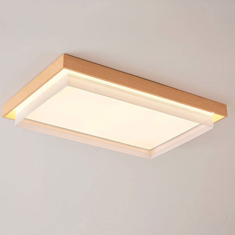 Nordic Wood Grain Rectangular/ Round LED Tatami Flush Mount Ceiling Light