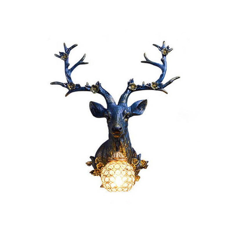 Retro Kreative Fortune Hirschkopf Harz 1-Licht Wandleuchte Lampe 