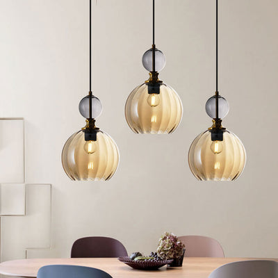 Danish Creative Stripes Glass Round 1/3 Light Chandelier