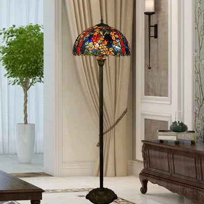 Tiffany European Creative Stained Glass Grape Pattern Design 2-Light Standing Floor Lamp