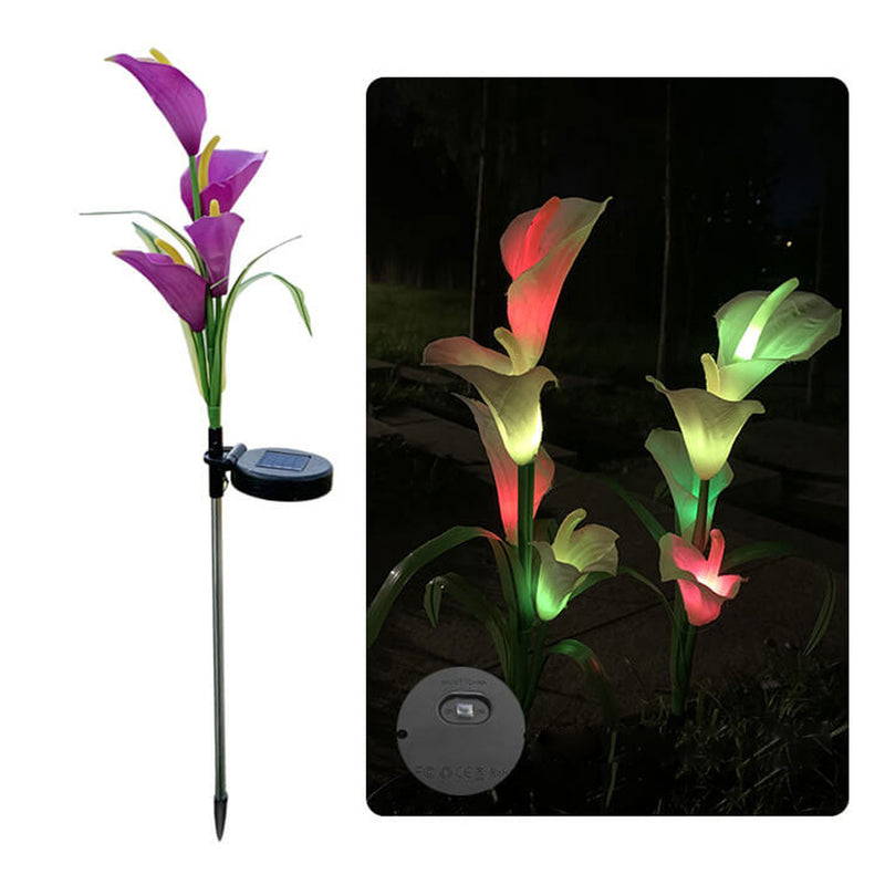 Moderne Solarpferdeschuhblume Bunte 4 LED Outdoor Garten Bodenstecker Landschaftslicht 