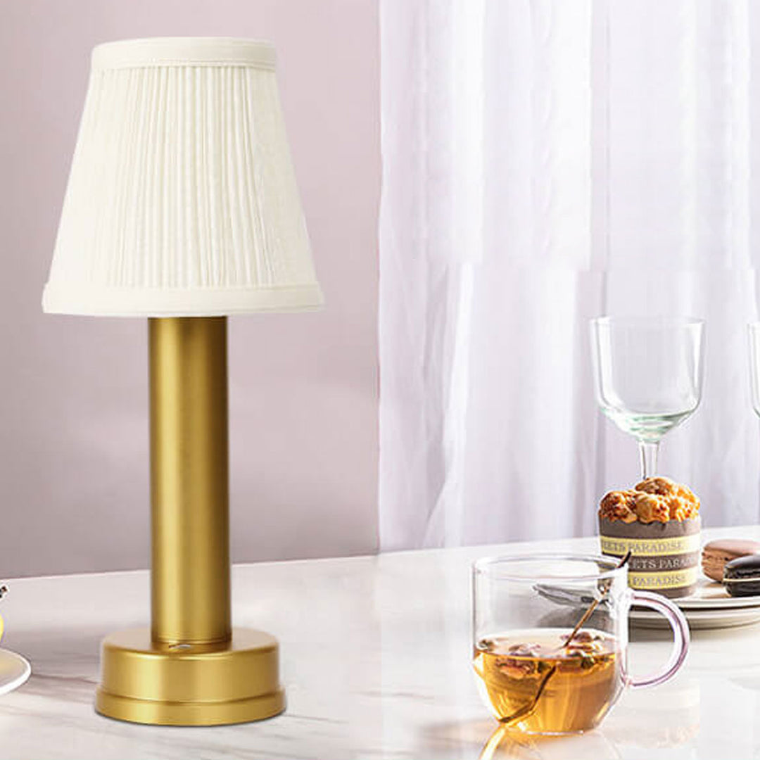 Lampe de table LED sans fil avec abat-jour en tissu de luxe léger et charge USB 