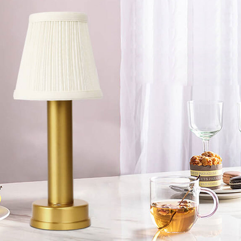 Lampe de table LED sans fil avec abat-jour en tissu de luxe léger et charge USB 