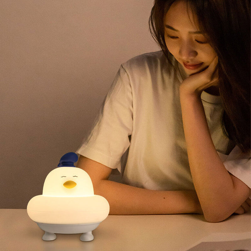 Lampe de table LED drôle en silicone Petit mignon poulet Pat veilleuse 