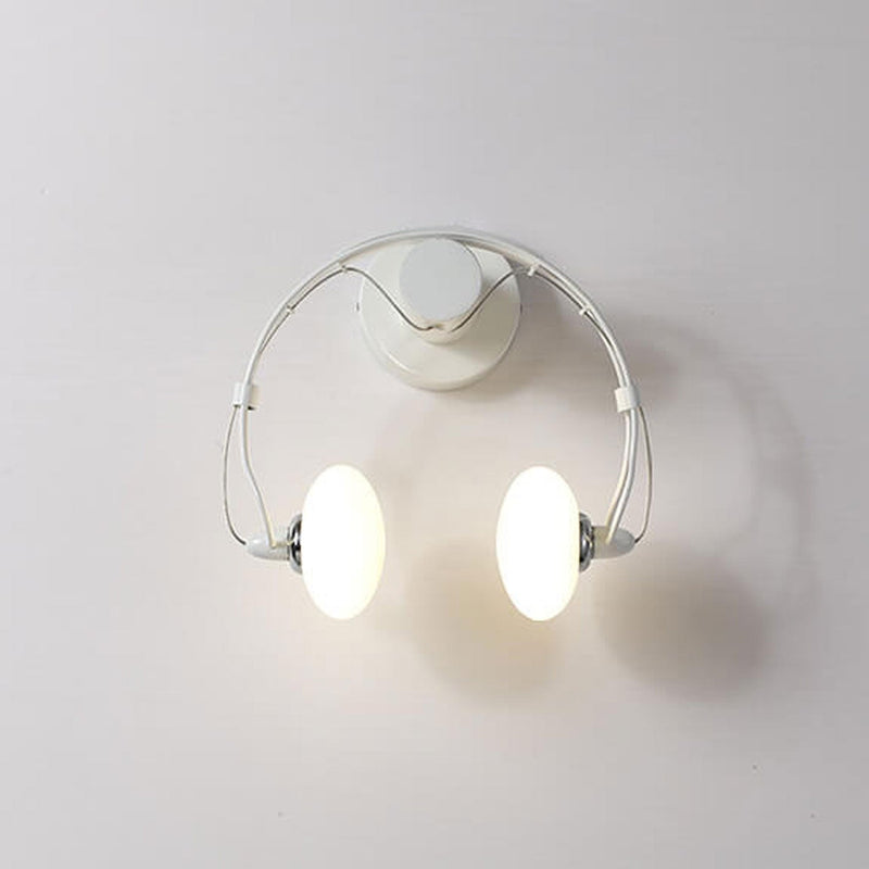 Modern Glass Creative Headphone Design 2-Light Wall Sconce Lamp