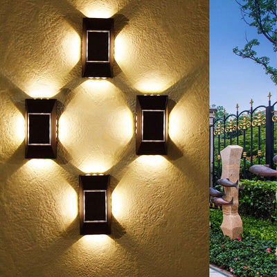 Solar LED All Around Lighting Garden Outdoor Light Wall Sconce Lamp