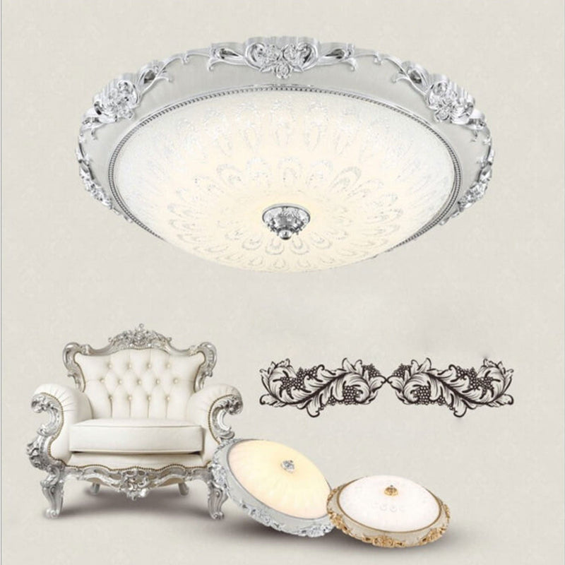 European Retro Round Floral Design LED Flush Mount Ceiling Light