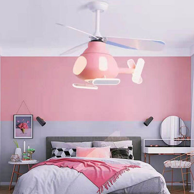 Cartoon Creative Aircraft Design LED Downrods Ceiling Fan Light