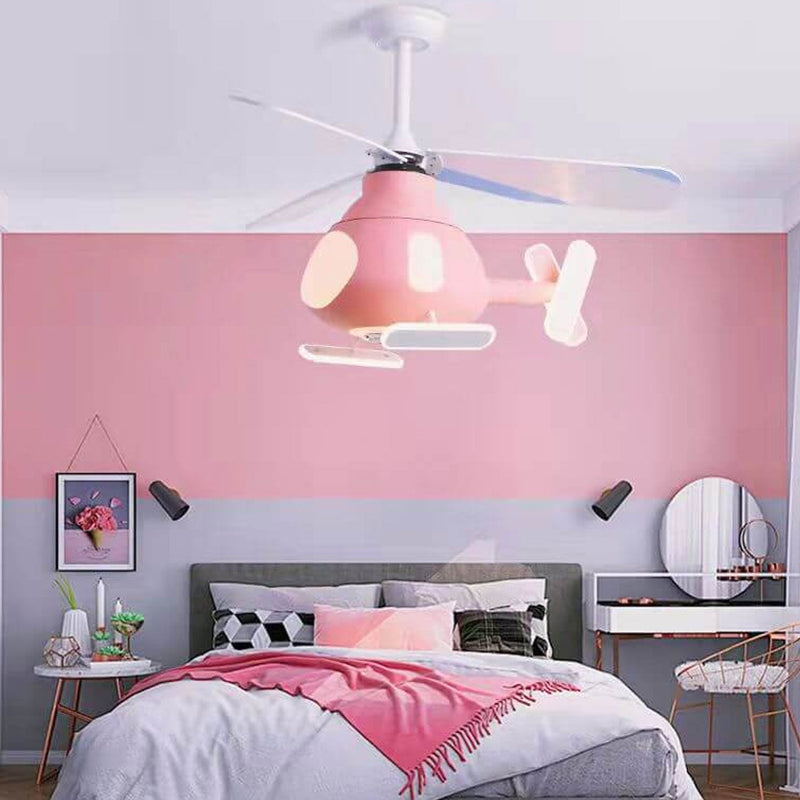 Cartoon Kreatives Flugzeugdesign LED Downrods Deckenventilatorlicht 