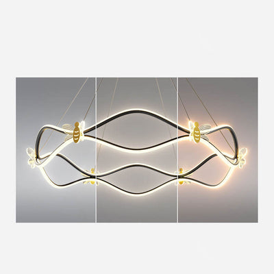 Modern Minimalist Wave Iron 3/4-Light LED Island Light Chandelier