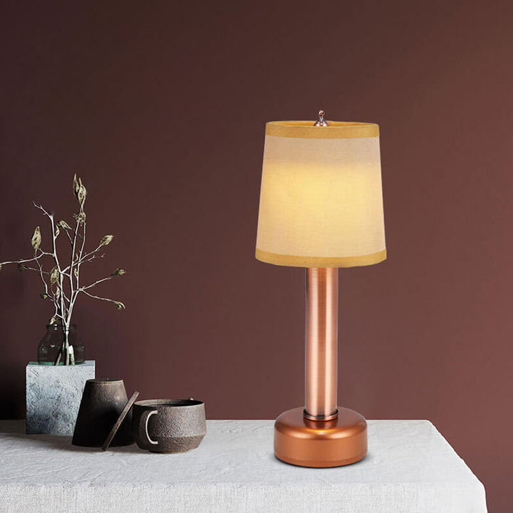 Lampe de table rechargeable à LED en fer vintage en lin 