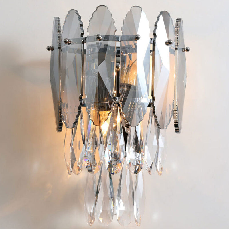 Modern Luxury Crystal Multi-Layer Column 1-Light Wall Sconce Lamp