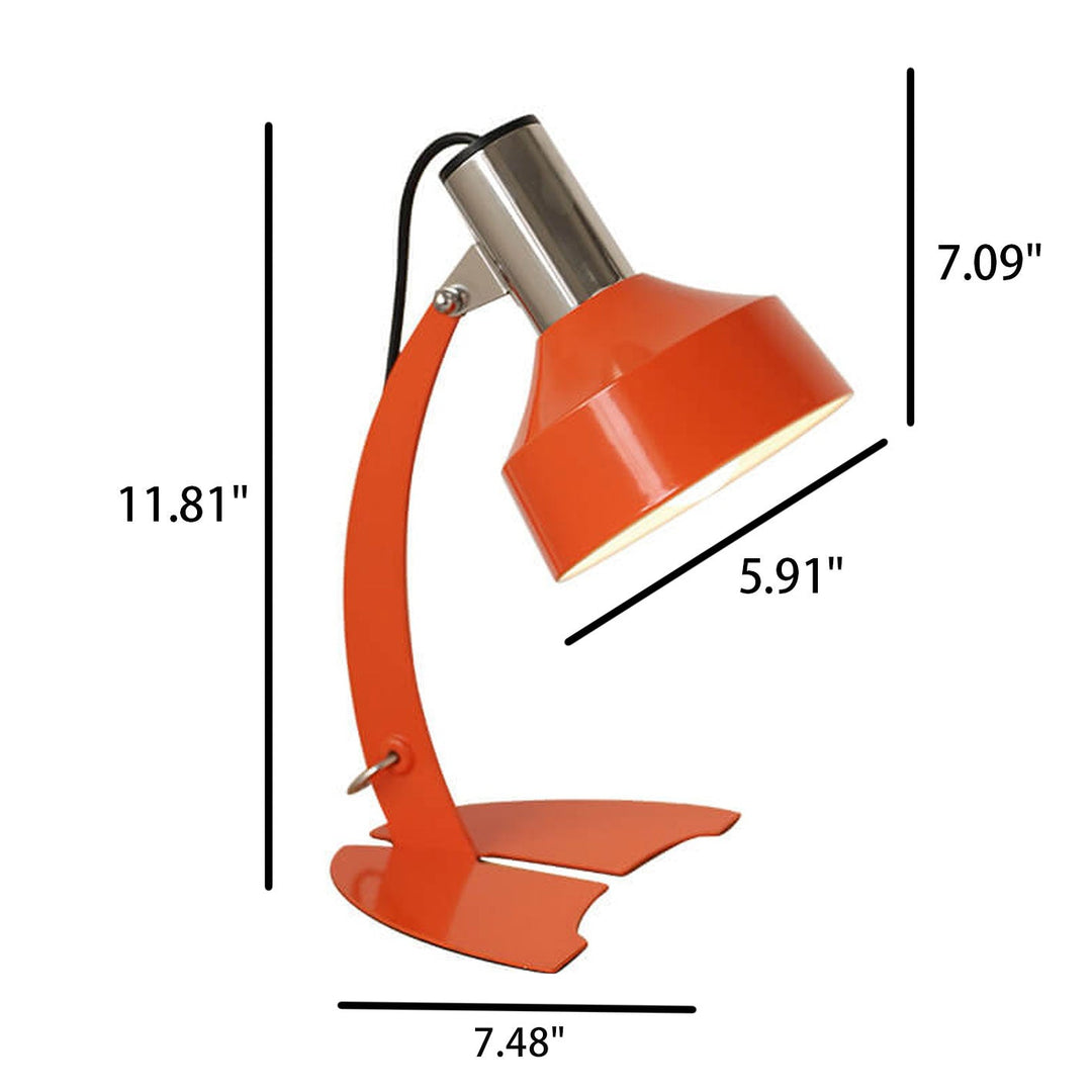 Vintage Orange Eisenkuppel-Schirm Fischschwanzfuß 1-Licht Tischlampe 