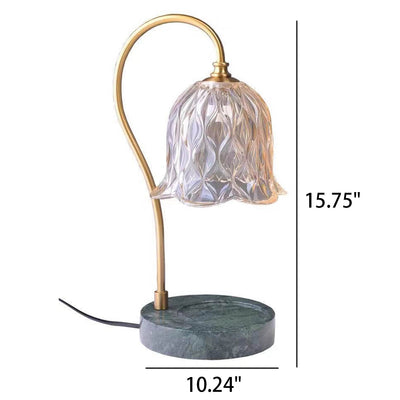 Moderne Suzuran-Glasmarmorsockel-1-Licht-Tischlampe mit schmelzendem Wachs 