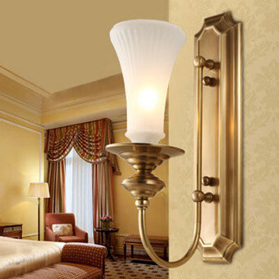 Modern Light Luxury All Copper Glass Petals 1/2-Light Wall Sconce Lamp