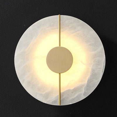 Modern Brass Lucite Circle LED Wall Sconce Lamp