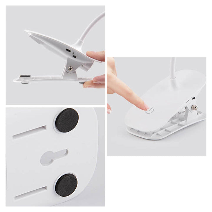 Simple Creative Foldable Round Shade Rechargeable Clips LED Desk Lamp
