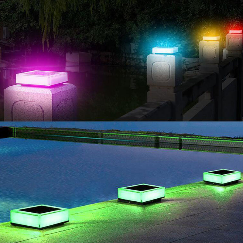 Modern Solar RGB Square Post Head Light Outdoor Garden Landscape Light