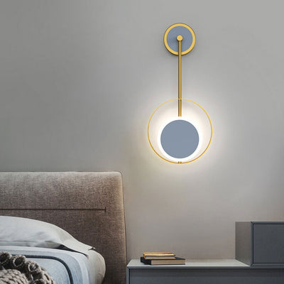 Modern Minimalist Iron Circle Straight Arm LED Light Wall Sconce Lamp