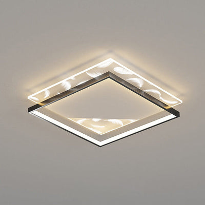 Modern Acrylic Light Luxury Square Feather Design LED Flush Mount Light