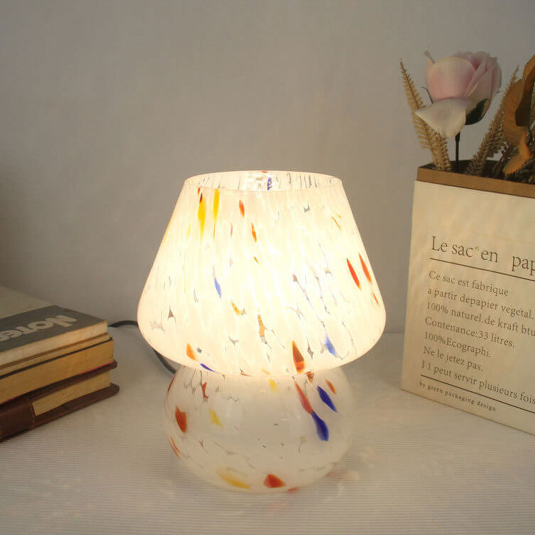 Lampe de table à 1 lumière avec bouteille champignon en verre teinté moderne 
