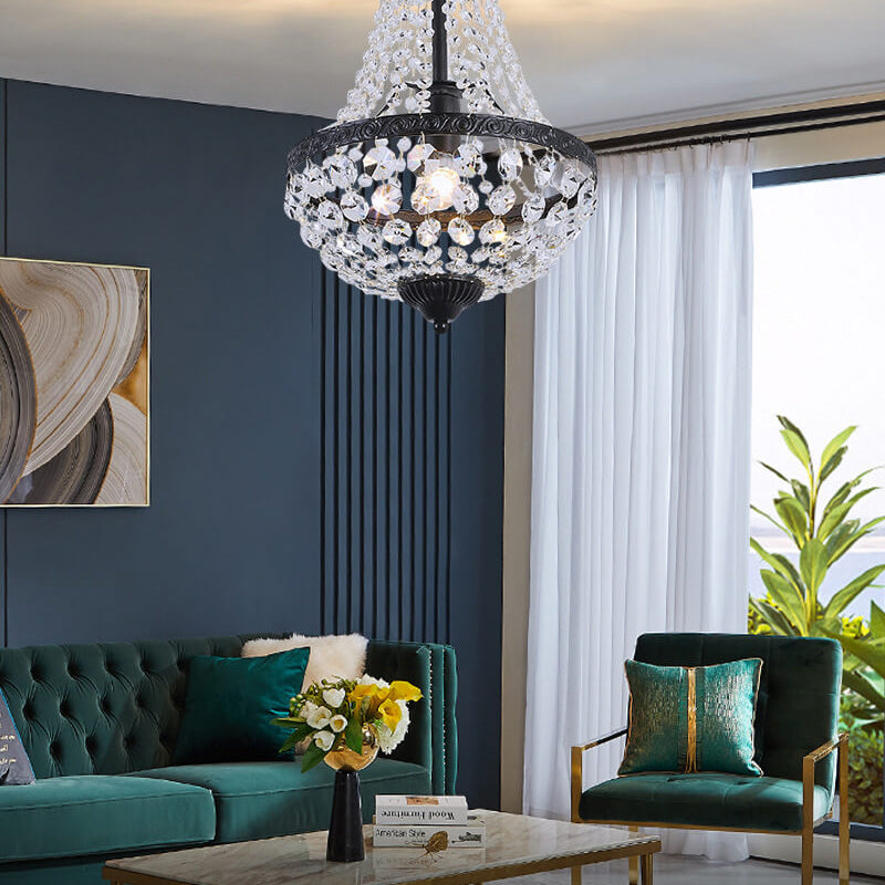 Lámpara colgante decorativa de hierro industrial con cristal de 1 luz 