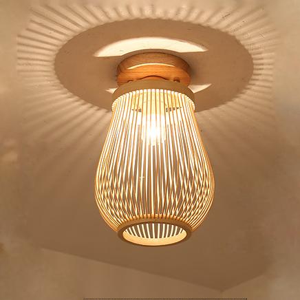 Modern Minimalist Creative Bamboo Weaving Flush Mount Ceiling Lamp