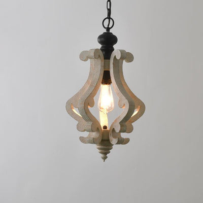 Vintage Country Wooden Aged Geometric 1-Light Pendant Light