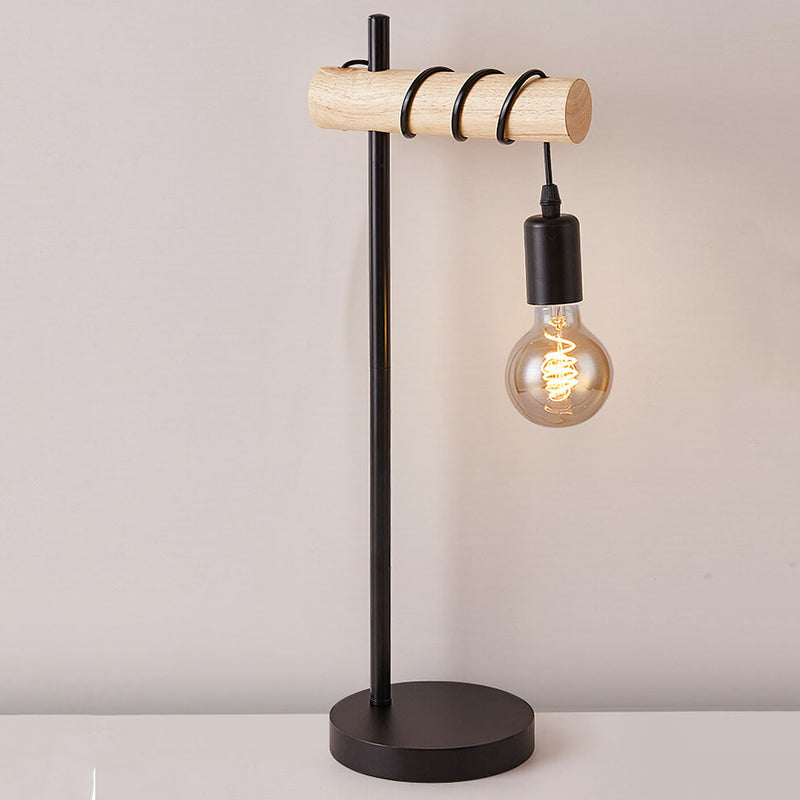 Vintage Creative Metal Tube Wooden 1-Light Table Lamp