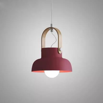 Modern Nordic 1-Light Dome Wood Carrying Handle Pendant Light