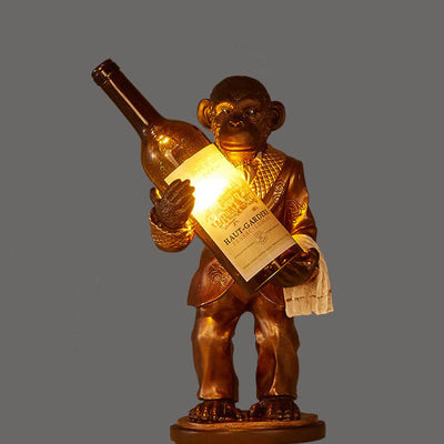 Retro Creative Monkey Resin Wine Bottle 1-Light Decoration Table Lamp