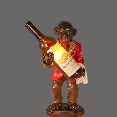 Retro Creative Monkey Resin Wine Bottle 1-Light Decoration Table Lamp