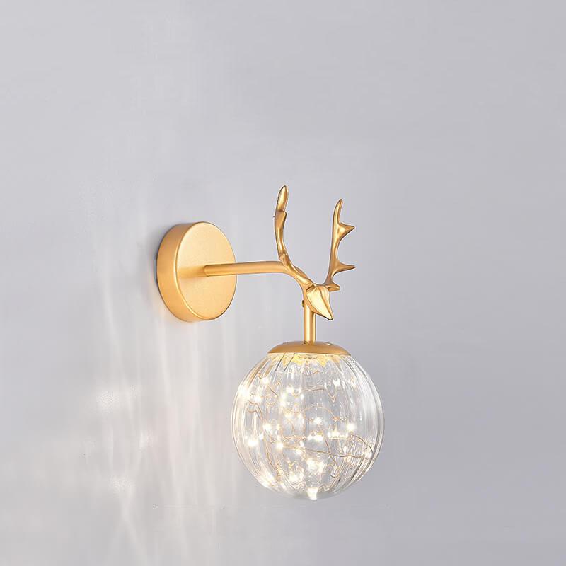 Modern Antler Glass Ball 1-Light  Wall Sconce Lamps