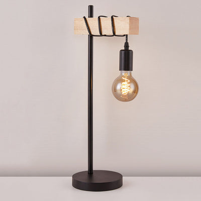 Vintage Creative Metal Tube Wooden 1-Light Table Lamp