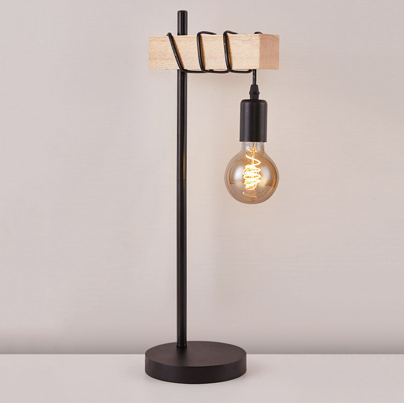 Vintage Creative Metal Tube Wooden 1-Light Table Lamp