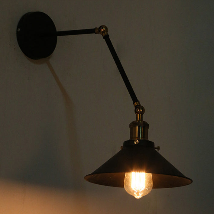 Lampe murale à une lumière rétractable en fer forgé industriel rétro 