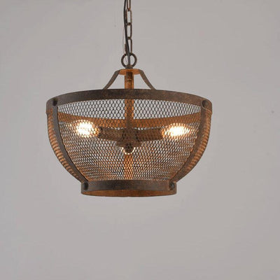 Retro Aged Wrought Iron Bowl Shape 1-Light Pendant Light